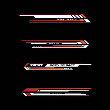 Sport racing stripes car stickers. vinyl decal templates isolated set clipart