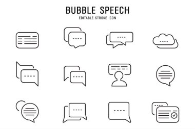 Konuşma baloncuğunun çizgi simgeleri. vektör illüstrasyonu