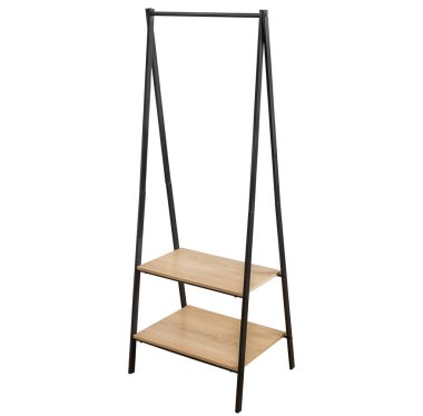 Çipten yapılmış rafları olan metal bir kitaplık. Arka plandan izole edilmiş. İç öge