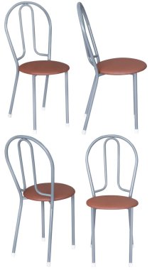 Ev ya da kafe için dışkı. İç mekanın bir parçası. Arka plandan izole edilmiş. Farklı açılarla.