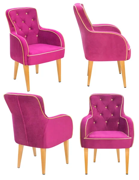 Upholstered armchair for the office or at home. Isolated from the background. In different angles. Interior element