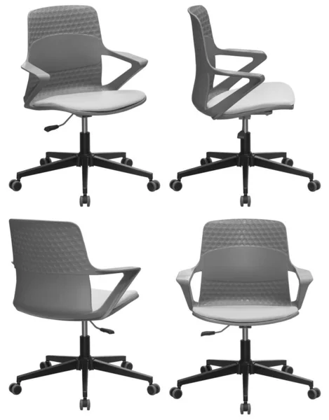 Cadeira Computador Escritório Isolado Fundo Vista Lados Diferentes — Fotografia de Stock