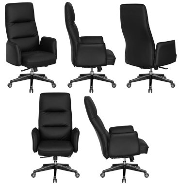 Kafasına ofis bilgisayarı koltuğu. İç mekan. Arka plandan izole edilmiş. Farklı açılardan.