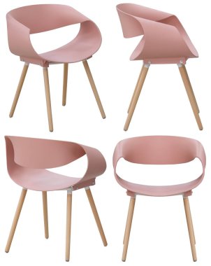 Ev ya da kafe için modern sandalye tasarımcısı. Arka plandan izole edilmiş. İç mekan. Farklı açılardan.