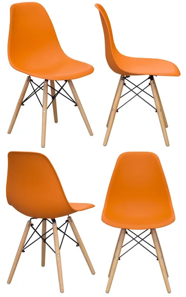 家やカフェのためのデザイナー現代的な椅子 背景から隔離されてる 内部の要素 異なる角度から — ストック写真