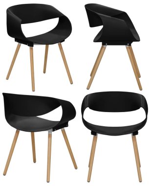 Ev ya da kafe için modern sandalye tasarımcısı. Arka plandan izole edilmiş. İç mekan. Farklı açılardan.