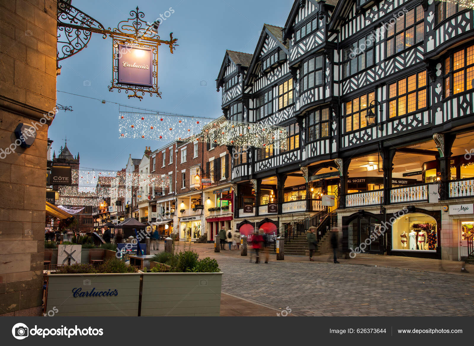 Chester Velká Británie Listopadu 2022 Vánoční Osvětlení Zdobí Staré Město -  Stock redakční Foto © Magdanatka # 626373644
