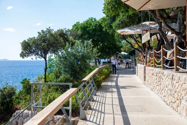 Dubrovnik Kroatien September 2023 Restauranger Längs Strandpromenaden Dubrovnik Förorten Lapad — Stockfoto