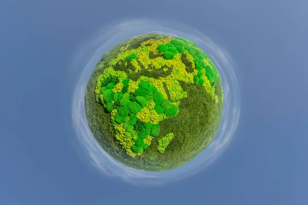 Green planet Earth from natural moss. Symbol of sustainable development and renewable energy