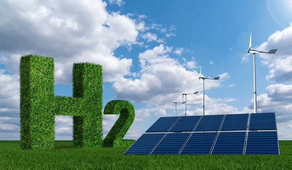Obtener Hidrógeno Verde Fuentes Energía Renovables Concepto —  Fotos de Stock