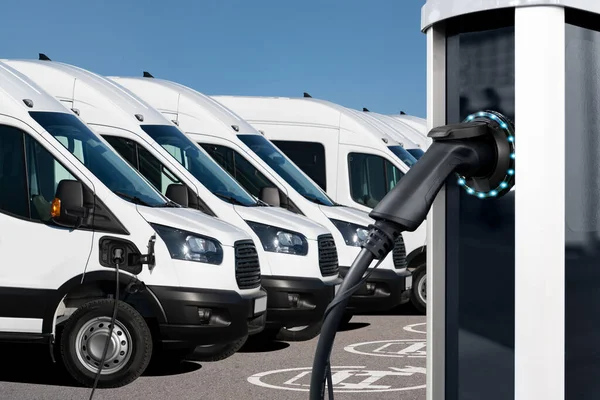 Electric Vehicles Charging Station Background Van Concept — Stock Photo, Image