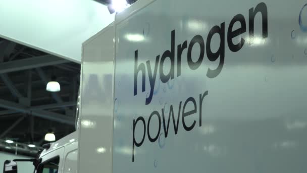 Camião Células Combustível Hidrogénio Inscrição Bordo Hydrogen Power — Vídeo de Stock