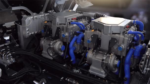 Brennstoffzellen Wasserstoff Lkw Motor Umweltfreundliches Nutzfahrzeug — Stockvideo