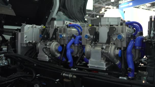 燃料电池氢卡车发动机 环保商用车辆 — 图库视频影像