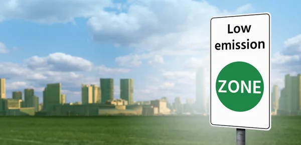Road Sign Low Emission Zone Clean Mobility Concept — Fotografia de Stock