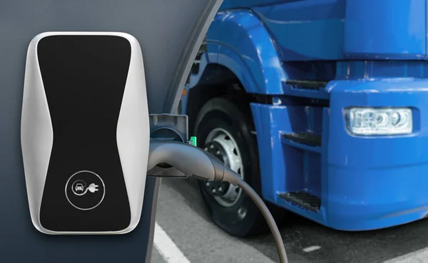 Electric Vehicles Charging Station Background Truck Concept — Stock Photo, Image