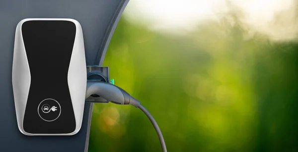 Electric Car Charging Station Green Background — Stock Photo, Image