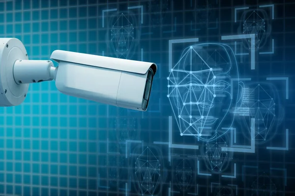 Surveillance Camera Face Recognition System — Stock Photo, Image