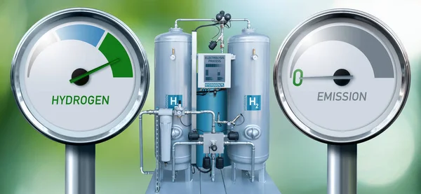 Tubo Hidrógeno Con Medidor Concepto Producción Hidrógeno Verde —  Fotos de Stock