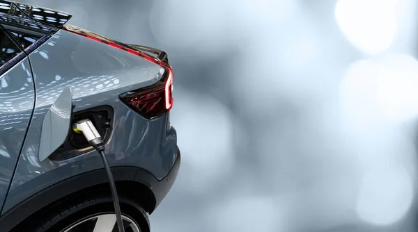 Elektrikli Arabanın Kablosunu Şarj Ederek Kapat — Stok fotoğraf