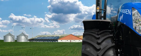 Landwirtschaftlicher Traktor Mit Wasserstoff Brennstoffzelle Konzept — Stockfoto