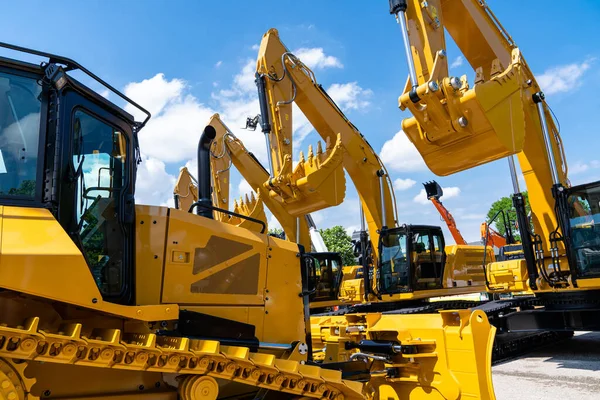 Fleet Yellow Construction Machines High Quality Photo — Stock Photo, Image
