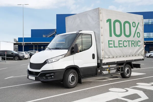 Electric truck with batteries. Clean transportation concept. High quality photo