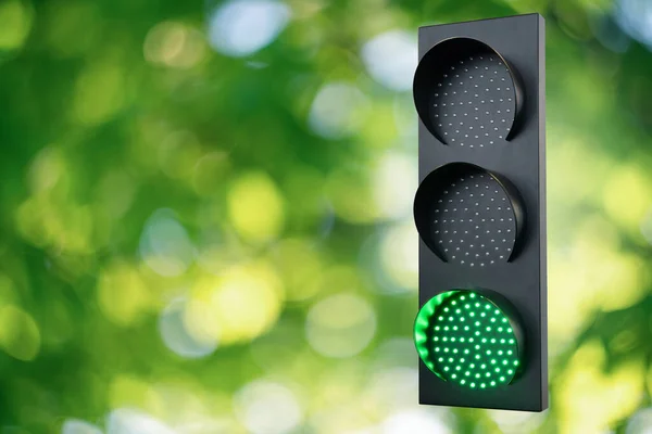 Semáforo Verde Símbolo Energia Desenvolvimento Sustentáveis Foto Alta Qualidade — Fotografia de Stock