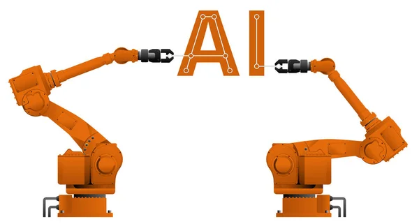 Les Robots Assemblent Symbole Intelligence Artificielle Illustration Vectorielle — Image vectorielle