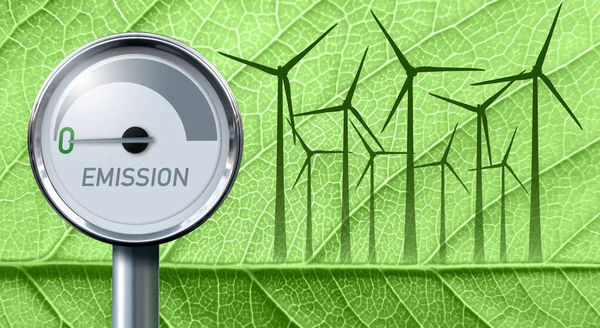Silhouetten Van Windturbines Een Bladachtergrond Concept Groene Energie — Stockfoto