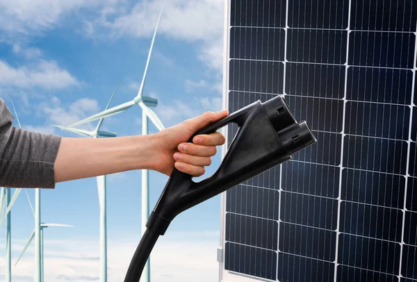 Wind Turbines Solar Panel High Quality Photo — Stock Photo, Image