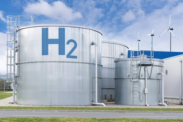Concepto Fábrica Hidrógeno Producción Hidrógeno Partir Fuentes Energía Renovables —  Fotos de Stock