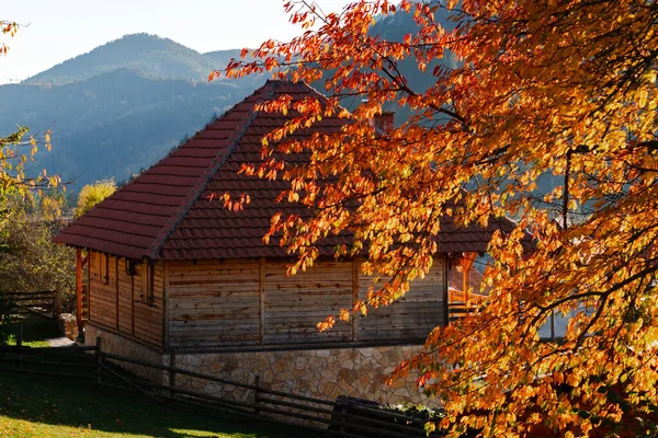 秋天有一座房子的风景 — 图库照片