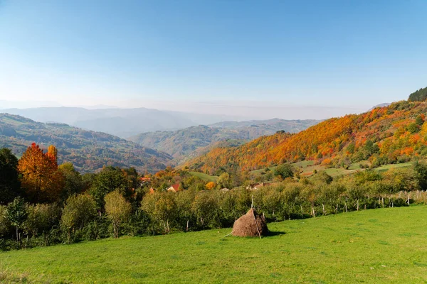 Stock image Haystack in the autumn mountains