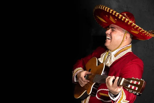 Мексиканський Музикант Маріачі Чорному Тлі — стокове фото