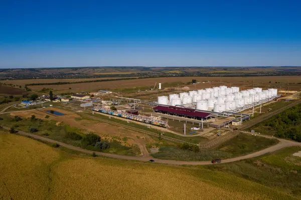 Construction Oil Fuel Storage Tank Farm Aerial View — Stock Photo, Image