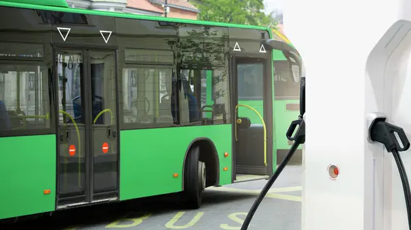 Electric buses with charging station