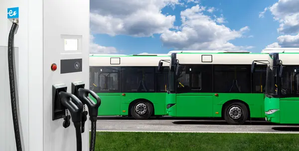 Electric buses with charging station