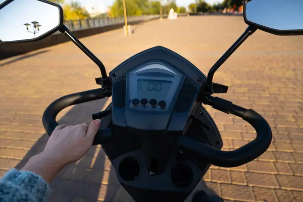 Dashboard of four wheel mobility electric scooter.