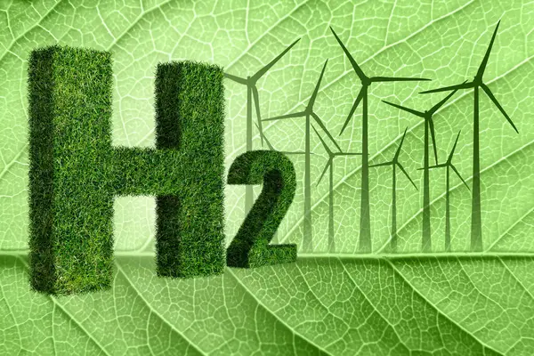 Ökologischer Wasserstoff Aus Erneuerbaren Energiequellen Konzept Stockfoto