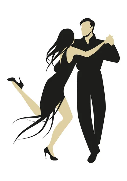 Coppia Romantica Che Indossa Abiti Eleganti Ballare Tango Musica Latina — Vettoriale Stock