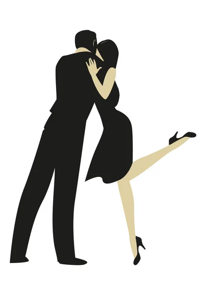 Couple Romantique Portant Des Vêtements Élégants Dansant Tango Musique Latine — Image vectorielle