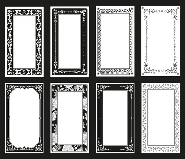 Sada Dekorativních Retro Rámečků Prázdných Prostor Pro Tarotové Karty Pozvánky — Stockový vektor