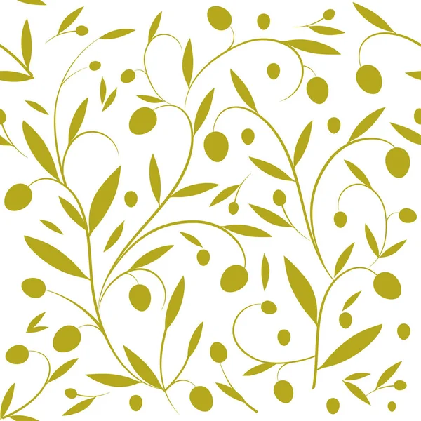 Оливковые Ветви Бесшовный Рисунок Символ Оливкового Масла Символ Средиземноморской Культуры — стоковый вектор