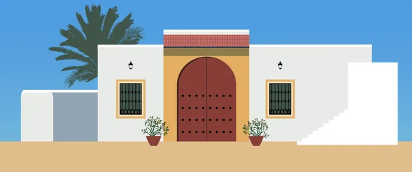 Maison Style Méditerranéen Espagnol Architecture Traditionnelle Ferme Andalouse — Image vectorielle