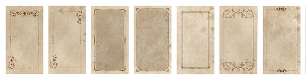 Set Sierlijsten Voor Speelkaarten Uitnodigingen Menu Oude Gebeitste Papieren Achtergrond — Stockfoto