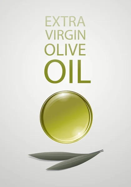 Symbolische Darstellung Von Nativem Olivenöl Extra Und Zwei Olivenblättern Goo — Stockvektor
