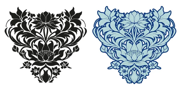 Квітковий Символічний Орнамент Бароковий Модерністський Арт Нувовий Стиль Ізольовані Білому — стоковий вектор