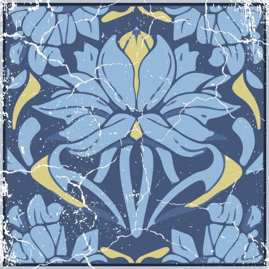 Art Nouveau Stili Avrupa Süslü Seramik Döşeme Cilalı Cam Doku Efekti