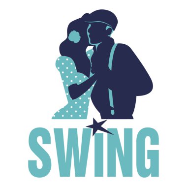 Swing dansçısı marka logo resmi beyaz arkaplanda izole edildi